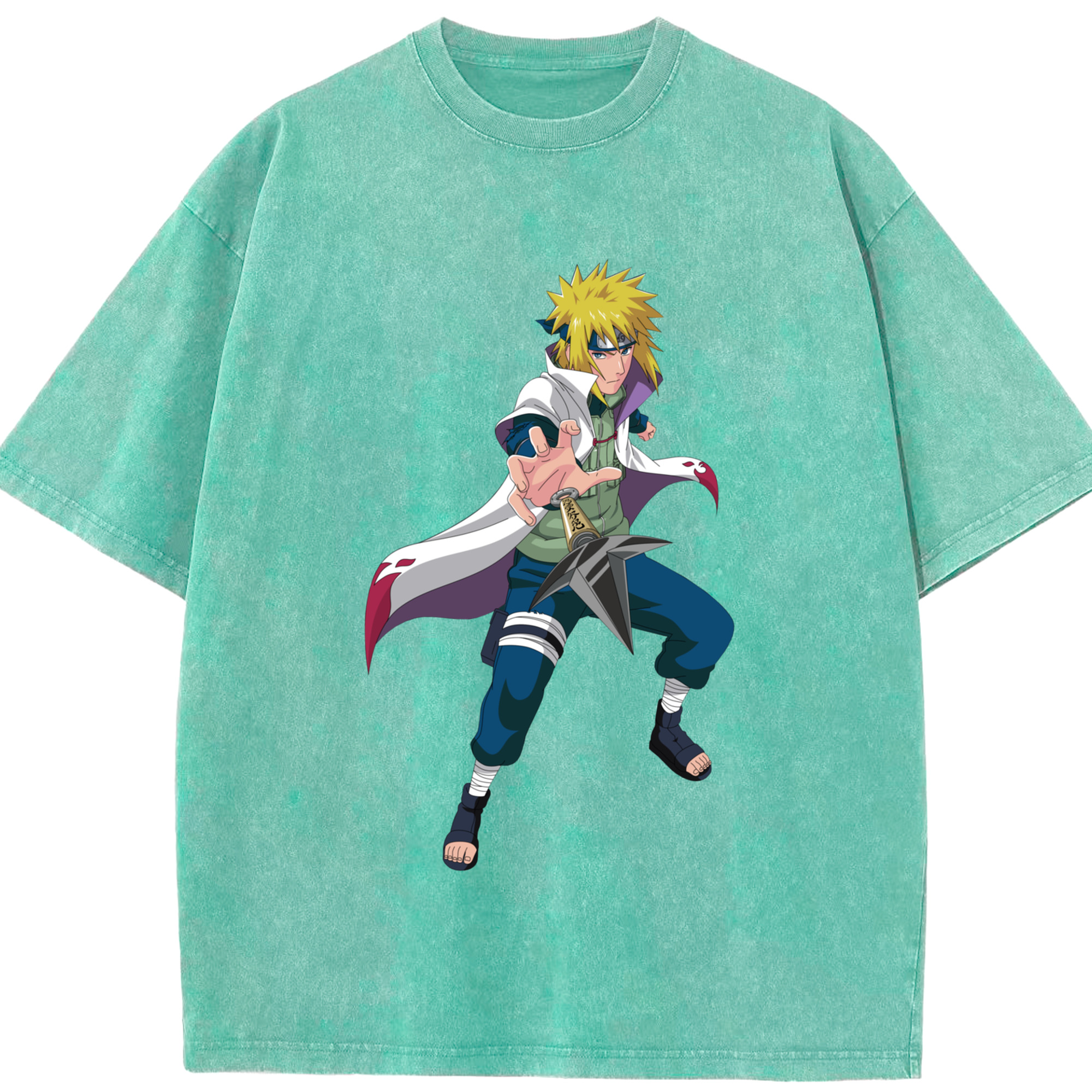 （画像用） NARUTO -ナルト- 波風 ミナト Namikaze Minato 綿100% ヴィンテージ風 半袖Tシャツ（フロントプリント）